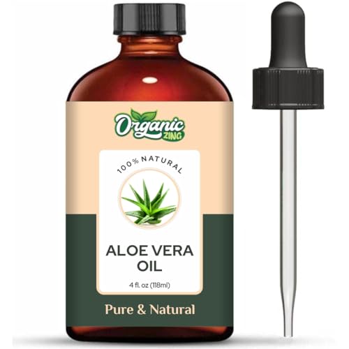 Image of Organic Zing Aloe Vera Oil 118 ml (3.99 fl oz) - Lightweight Cold Pressed Carrier Oil for Face, Hair & DIY Skincare Formulations