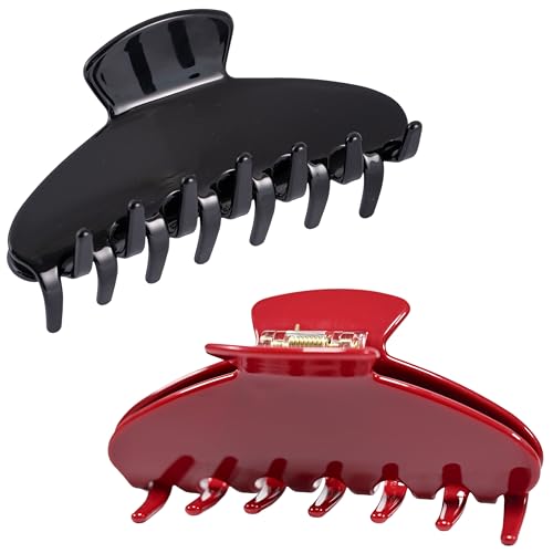 Fiwnpow 2PCS Big Acetate Hair Claw Clip for Women, 4