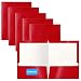 2 Pocket Glossy Laminated RED Paper Folders, Letter Size, Red Paper Portfolios by Better Office Products, Box of 25 Red Folders