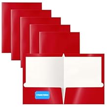 Better Office Products 2 Pocket Glossy Laminated RED Paper Folders, Letter Size, Paper Portfolios Box of 25 Red Folders