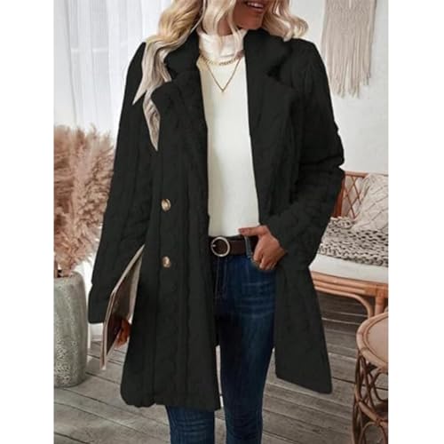 Winter Women's 2023 Double Breasted Lapel Neck Flannelette Coat, Long Cardigan Faux Fur Warm Outwear Jackets4