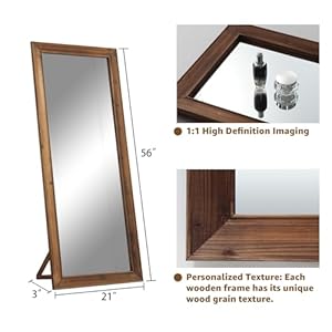 MELOMOIR Rustic Farmhouse Full Length Mirror, 56"x21" Wood Floor Mirror, Free Standing Mirror Leaning Hanging Mirror, Long Mirror for Bedroom Living Room Cloakroom, Wall Mirror Full Length, Wood MELOMOIR Rustic Farmhouse Full Length Mirror 56×21 Wood Floor Mirror Free Standing Mirror Leaning Hanging Mirror Long Mirror for Bedroom Living Room Cloakroom Wall Mirror Full Length Wood