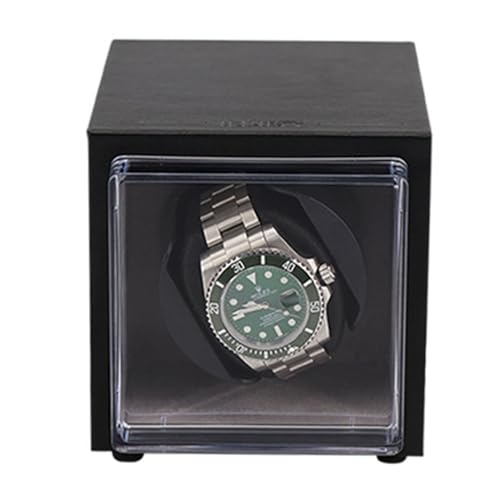 OUZVI Single Watch Winder Automatic Watches Display Box With Quiet Japanese Motor Flexible Watch Pillows Fit Lady And Man Watches Dual Power Supply,Blue (Black)