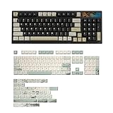 YUNZII YZ98 Gasket Mechanical 99 Key Hot Swappable Keyboard(Milk Switch, Black), Spring Tea Dye Sub PBT Keycaps(Cherry Profile, Spring Tea)