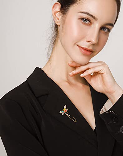 Image of Dainty Butterfly Brooch Pin Crystal Rhinestone Dragonfly Ladybug Pins Lapel Sweater Shawl Scarves Clips Safery Pins Dress Shirt Brooches Pins for Women Girls Fashion Jewelry Gifts Clothes Accessories