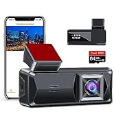  Dash Cam WiFi FHD 1080P Mini Car Dashcam Front 170°Wide Angle 64G SD Card Wireless ...