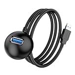 LUKFOCAB 10FT USB 3.0 Extension Cable with Pedestal, 5Gbps USB 3.0 Type-A Male to Female Extension Stand for Desktop, Flash Drive, Card Reader, Keyboard, Mouse, Webcam, Etc