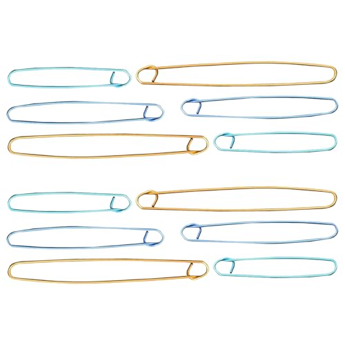 Image of 12-Piece Aluminum Knitting Stitch Holder Set - 3 Assorted Sizes (120mm, 150mm, 200mm) with Secure Locking Clips, Colorful Stitch Keepers for Sweaters, Scarves, and Yarn Crafts