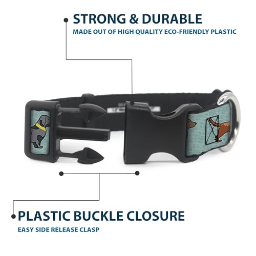 Buckle-Down Dackel-Halsband für 4 Hunde/Pfoten, Kunststoff, 2,5 cm breit, passend für 27,9–43,2 cm Halsumfang, Größe M