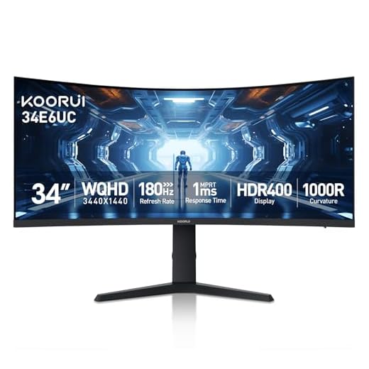 KOORUI 34 Inch Ultrawide Curved Gaming Monitor 165HZ, 1ms, 1000R, WQHD 3440 * 1440, 21:9, DCI-P3 90% Color Gamut, Adaptive Sync Compatible, Tilt/Height Adjustable Stand, HDMI, Display Port, Black