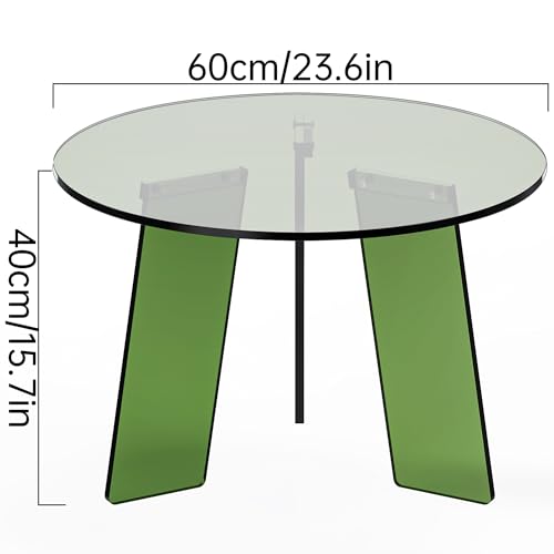 Dewrhiixe Acrylic Round Coffee Table, Circle Modern Side Table Legs for Living Room, Bedroom, Office (Green, 23.6“ × 15.7”) by Dewrhiixe - Image 7