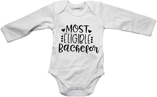 Most Eligible Bachelor - Valentine - Baby Grow White Long Sleeve