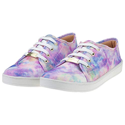 Tênis Feminino Casual Tie Dye Estampado Tai Dai Eleganteria Tamanho:39;Cor:Roxo Tie Dye Claro