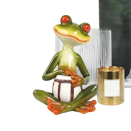 Frog Figurines | Cute Resin Miniature Frog Garden Statue | Animal Sculpture Playing Musical Instrument, Unique Yard Art for Lawn Patio Garden Courtyard