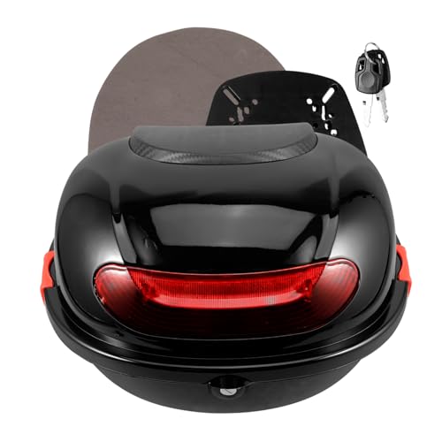TOPBATHY Baúl Superior para Motocicleta Negro con Soporte Base, Caja Trasera Resistente Al Clima, Almacenamiento Amplio para Herramientas y Equipaje, Accesorio Práctico para Motoristas