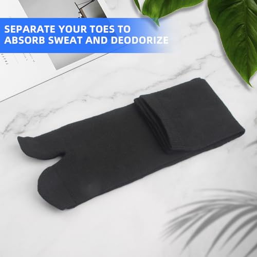 3Pair Black Flip Flop Socks, Comfortable Split Toe Sock, Elastic Cotton Socks, Non Slip Toe/Wicking Cotton Sock for Women Men3