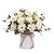 YILIYAJIA Artificial Flowers in Vase Silk Rose Flower Arrangements Fake Faux Flowers Bouquets with Ceramics Vase Table Centerpieces for Dinning Room Table Kitchen Decoration (Champagne)