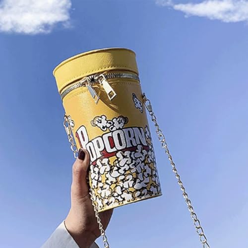 Popcorn Purse Novelty Food Shaped Crossbody Shoulder Bag Cute Stylish Bucket Handbag Zipper Chain Strap Gifts4