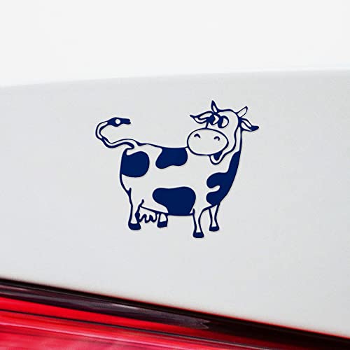Decal Stickers Of Cute Cow (Navy Blue) (Set Of 2) Premium Waterproof Vinyl Decal Stickers For Laptop Smartphone Car Dirt Bike Wall Room Mason Jar Bathtub Door Skateboard - Uscsticg21665Ab #TOP3