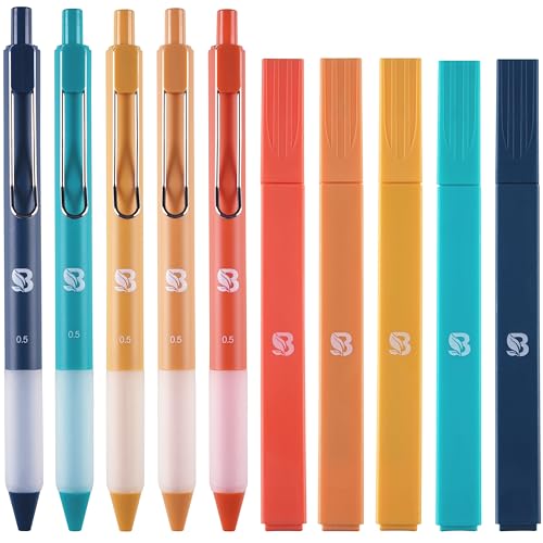 BLIEVE Aesthetic Highlighters and Gel Pens And Soft Tip, No Bleed Dry Fast Easy to Hold, for Bible Journaling Planner Notes School Office Supplies (Vintage)