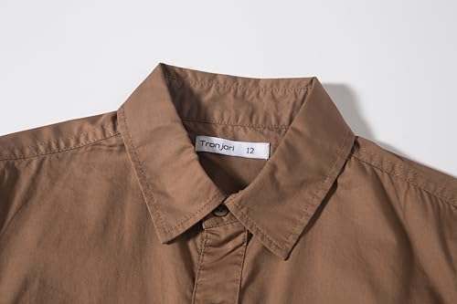 Tronjori Boys Long Sleeve Button Down Casual Woven Dress Shirt Uniform School with Two Pockets3