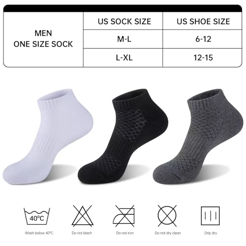 Monxiery Mens Cotton Cushioned Ankel Socks, Athletic Performance Running Moisture Wicking Breathable Socks thumb #1