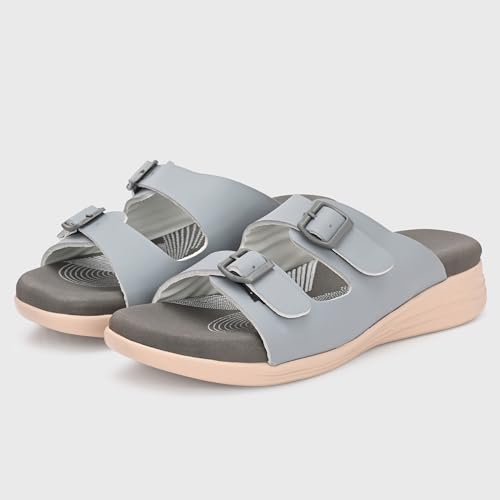 Image of Centrino Women's Sandals |Stylish Slip-On Sandals for Ladies| Elegant & Trendy Design|Double Buckle Adjustable Straps Slide Footwear|Light Weight and Comfortable|Flip Flops for Ladies (9323)