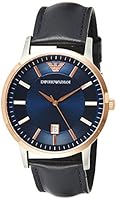 Emporio Armani Men's Quartz Watch analog Display and Leather Strap, AR11188
