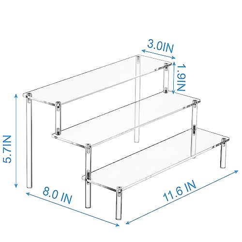 Large Acrylic Display Risers, Perfume Stand Organizer, Clear Acrylic Shelf Risers for Display Stands for Food, Tabletop Use, Amiibo Funko POP Figure, 3 Tier Clear Cupcake Stand Risers - Image 6