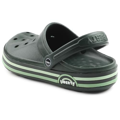 Image of Liberty A-HA LITEWALKNR Clogs for Men, Green & Navy Blue | Casual Slip-On Slingback Clog for Walking, Outdoor /Indoor Use | Solid Pattern, Fashionable Sandals with Lightweight Regular wear