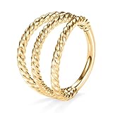 AROWRO Helix Rook - Pendientes de lóbulo de acero quirúrgico 316L, 16G, 8 mm, 10 mm, 3 unidades, doble y triple abierto, para cartílago, tragus, piercing para tabique, Metal, No es una piedra preciosa