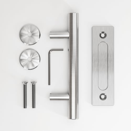 QINAIXQM 30CM Schiebetürgriff, Schiebetürtürgriff, für Scheunentür Holztür, Schranktür, Schwarz unsichtbarer Edelstahl