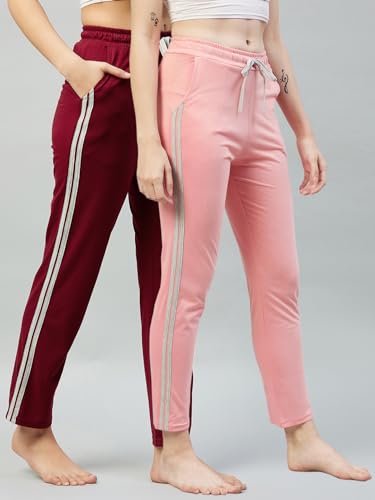 Image of BLINKIN Women Cotton Stribed Casual Style Pyjamas|Lowers With 2 Side Pockets : Ideal For Night Wear & Comfort Wear - The Ultimate Relaxed Fit Track Pants (Combo-608)