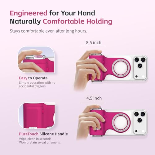 Image of COMITOK MOCA iPhone 17 Pro Camera Grip No Need App for iOS26, Compatible iOS17 and iOS18, Fun Shot Magnetic Grip for Phone Native Camera with Anti-Drop Detachable Remote and Convenient Keychain Hook