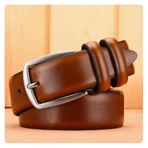 Mens Belts,Simple Belt Whole Cowhide Belts for Men Alloy Buckle Men's Belts Thickened for Dress Casual Golf(Coffee,110cm)4