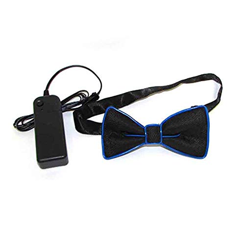 Dastrues Mode LED El Fil Cravate Fluo Clignotantes Nu009cud Papillon pour Hommes Club Cosplay Soirée Décoration - Bleu Foncé