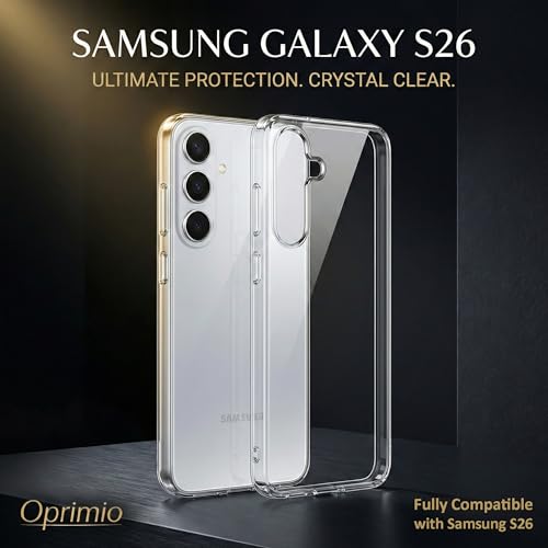Oprimio Kristallklar Hülle für Samsung S26 [Silikon Hülle] [%100 Durchsichtig] [Deutsche Material] [Ultra Dünn] Klar Handyhülle für Samsung Galaxy S26 2