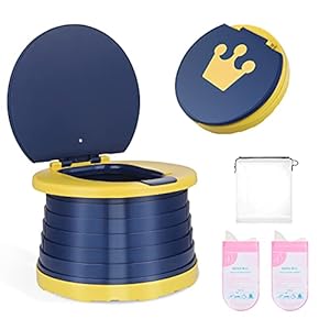 Lictin Pottjes voor baby’s, toilet, opvouwbaar, potje, voor kinderen, met 15 wegwerppotten, babytoilettassen, 2 stuks
