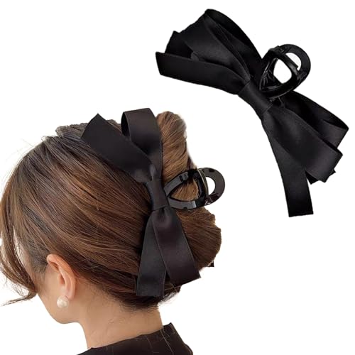 Proamate Fermaglio per capelli con fiocco per donne e ragazze, fermagli per capelli spessi e sottili, fermagli per capelli grandi e sottili, fermagli per capelli antiscivolo per donne (1 pezzo, nero)