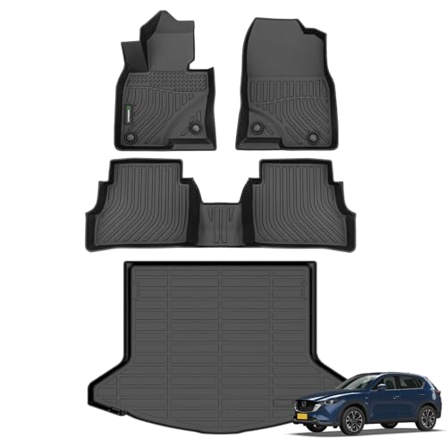 ANBINGO®Fit for Mazda CX5 Floor Mats 2025-2023,for Mazda CX-5 Car Mat All Weather Mats for CX5 TPE Car Matt Rugs for CX-5 Rubber Trunk Carpet Black 2)for Mazda CX5/2012-2025