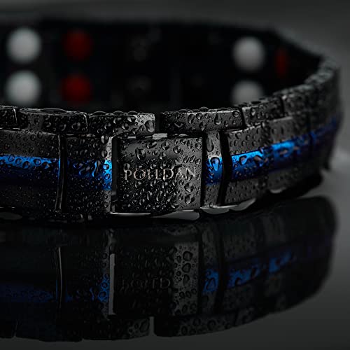 Polldan Magnetic Bracelets For Men | Mens Magnetic Bracelet With 6000 Gauss Power | Premium Titanium Bracelet For Men With Stainless Steel Alloy For Extra Durability | Adjustable Men's Bracelets Jewelry | Mens Bracelet | Pulsera Magnetica (Blue-Black) #TOP3