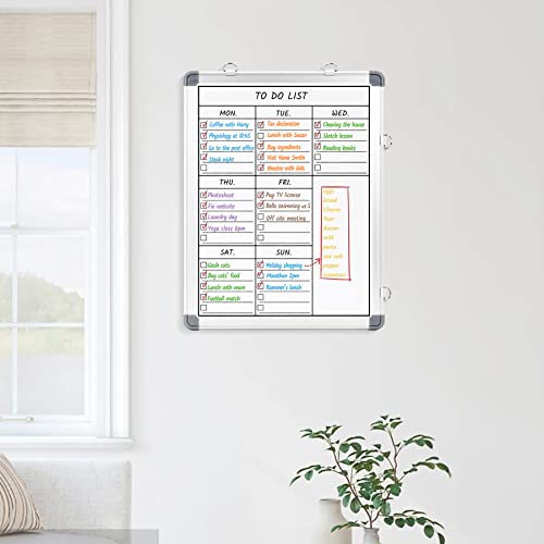Lucycaz Weekly Dry Erase Board, 16" X 12" Magnetic Dry Erase Board For Wall, Hanging Double-Sided To Do List Whiteboard, Small Weekly Planning Board For School, Home, Office #TOP2