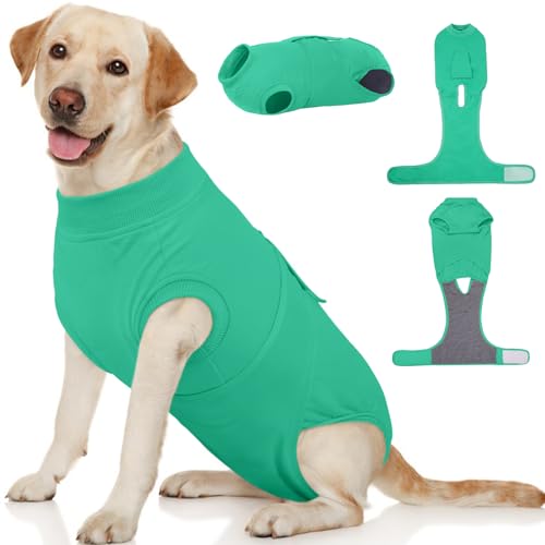 Kuoser Dog Surgery Suit Female Spay, Dog Recovery Suit Male Neuter, Puppy Clothes Onesie for Surgery Anti Licking Abdominal Wounds Pet Surgical Recovery Bodysuit Shirt, Substitute E-Collar & Cone