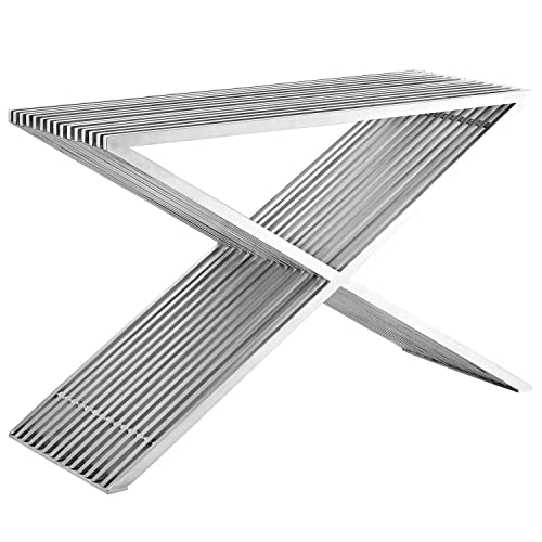 Modway Press Contemporary Modern Stainless Steel Console Table In Silver #TOP14