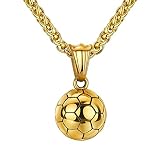 HANRESHE Soccer Ball Necklace for Boys Jewelery 14K Gold Stainless Steel Soccer Jewelry Sport Neckla