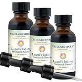 Dr. Clark Lugol’s Iodine 2% Solution - Aqueous and 2% Granular Iodine - Natural Stomach Relief and Healthcare - 1 fl. Oz with a Dropper 3Pack