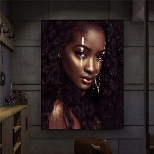 Art Africain Femme Toile Peinture 80x110cm Décoration Salon