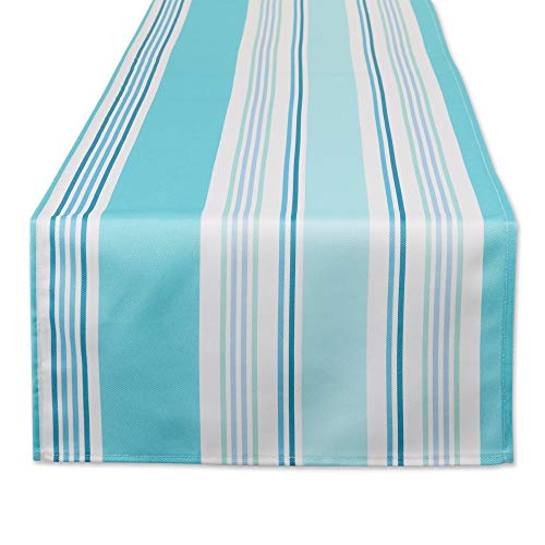 DII Summer Stripe Outdoor Tabletop Collection, Multi-use, Machine Washable, Table Runner, 14x72, Beach House