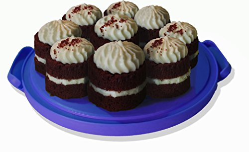 Hellocupcake Portable Cake And Cupcake Carrier / Storage Container - 10.4" Diameter (Inside Cover), Translucent Dome - Perfect For Transporting Cakes, Cupcakes, Pies, Or Other Desserts (Blue) #TOP5