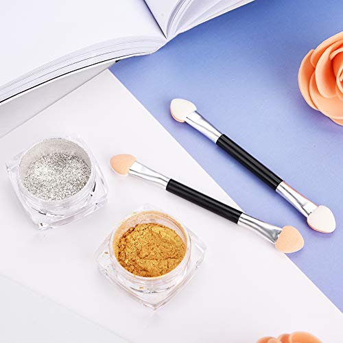 Nagel Spiegel Pulver, Glitzerpigmentpulver für Nägel, Maniküre Make up Dekoration Kit, 2 Farben Gold und Silber – Bild 6